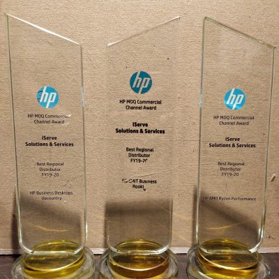 HP MOQ Commercial Channel Awards trophies